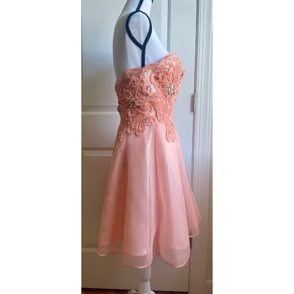 Tony Bowls Coral Embellished Prom Dress - Picture 2 of 11